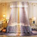 Princess Double Bed Canopy 1.5M Dome Mosquito Net Multicolor Gradient Multilayer Lace Hanging Bed Tent for Single to King Size Beds Ideal for Bedroom Decorative-Gray