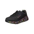 Skechers Girl's Uno Lite Lovely Luv Sneaker, Black Synthetic/Multi Trim, 4 UK