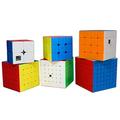 Oostifun MoYu MOFANGJIAOSHI CUBING CLASSROOM MFJS Meilong Specific Cube Bundle 2x2 3x3 4x4 5x5 6x6 7x7 Cube Smooth Puzzles Cube Set + Six Cube Tripods (Multi Color)