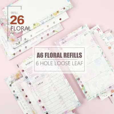 MyPretties-Recharge de papiers floraux ligné vierge horizon de licence 03/hebdomadaire classeur à