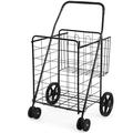 FORCLOVER 40" H x 24" W Folding Shopping Cart w/ Dual Storage Baskets & Swiveling Wheels, Rubber in Black | 40 H x 24 W x 24.5 D in | Wayfair
