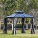 Outsunny 10' X 10' Polycarbonate Hardtop Patio Gazebo Canopy w/ Double-Tier Roof, Stable Steel Frame, & Net Sidewalls Hardtop/Metal in Black | Wayfair