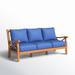 Birch Lane™ Brunswick 75.5" Wide Teak Patio Sofa w/ Cushions Wood/Natural Hardwoods in Blue | 35 H x 75.5 W x 34.25 D in | Wayfair