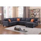 Gray Sectional - Red Barrel Studio® Adur 124" Wide Left Hand Facing Modular Corner Sectional Polyester | 35 H x 124 W x 98 D in | Wayfair