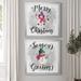 The Holiday Aisle® Snowman Merry Christmas - 2 Piece Textual Art Print Set Canvas, Solid Wood in Gray/Green/Pink | 26.5 H x 53 W x 1.5 D in | Wayfair