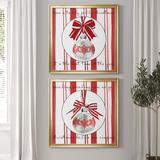 The Holiday Aisle® Candy Cane Christmas I - 2 Piece Painting Print Set, Solid Wood in Black | 17.5 H x 35 W x 1.5 D in | Wayfair