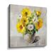 Charlton Home® Sunflower Still Life I on Gray - Painting Print on Canvas in Gray/Green/Yellow | 14 H x 14 W x 2 D in | Wayfair