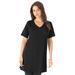 Plus Size Women's Short-Sleeve V-Neck Ultimate Tunic by Roaman's in Black (Size 6X) Long T-Shirt Tee