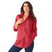 Plus Size Women's Long-Sleeve Kate Big Shirt by Roaman's in Antique Strawberry (Size 22 W) Button Down Shirt Blouse