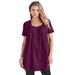 Plus Size Women's Pleatneck Ultimate Tunic by Roaman's in Dark Berry (Size 5X) Long Shirt