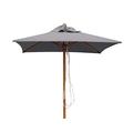 JATI Umbra 1.5m Small Wooden Patio Parasol with Cover (Grey) - Square | Single-Pulley | 2-Part Pole