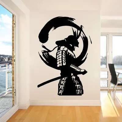 Autocollant mural en vinyle de samouraï japonais Kokor Enso Vermont cercle de samouraï asiatique