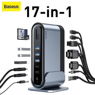 Bas192.- Adaptateur HUB Type-C vers Multi HD RJ45 VGA USB 3.0 2.0 17 en 1 station d'accueil de