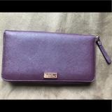 Kate Spade Bags | Authentic Kate Spade Purple Long Wallet Clutch Bag | Color: Gold/Purple | Size: Os