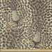 East Urban Home Leopard Print Fabric By The Yard, Repetitive Cartoon Leo Wild Big Cat Faces In Natural Earthy Tones in White | 36 W in | Wayfair