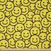 East Urban Home Black & Yellow Fabric By The Yard, Cheerful Cartoon Style Circular Faces Smiling Happy Mood Expression in White | 36 W in | Wayfair