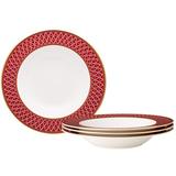 Noritake Crochet Set Of 4 Soup Bowls, 8 1/2", 12 Oz. Bone China/Ceramic in Gray/Red/White | 3 H x 9 W in | Wayfair 4966-407D