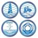 Longshore Tides Set Of 4 Nautical Themed Coasters Ceramic in Blue/White | 0.25 H x 4.25 W x 0.25 D in | Wayfair 5BB42A60957F4647BC1236081F1DDCC7