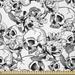 East Urban Home Ambesonne Day Of The Dead Fabric By The Yard, Celebration Mexican Spanish Sketch Dead Skulls Art Print in White | 36 W in | Wayfair