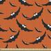 East Urban Home Ambesonne Halloween Fabric By The Yard, Rhythmic Bats Flying Spooky Fun In Cartoon Design Print | 36 W in | Wayfair