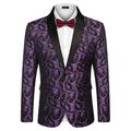 COOFANDY Mens Floral Tuxedo Jacket Paisley Shawl Lapel Suit Blazer Jacket for Dinner,Prom,Wedding, Purple, Large