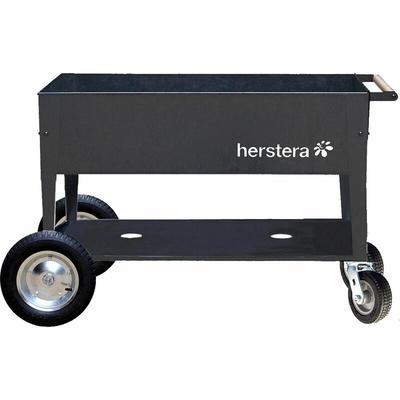 Herstera - Metall Hochbeet, Kräuterfabrik Swivel mit Abstellfläche und Rollen anthrazit 120 x 60 x