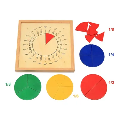 Planche Montessori en Bois pour Bébé Jouets Mathématiques Circulaires Division des Fractions Aide