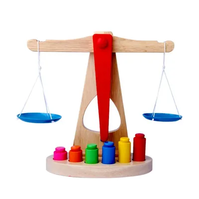 Jouets en bois Montessori dos pour enfants apprentissage précoce balance avec 6 poids