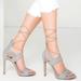 Zara Shoes | Nwt Zara Grey Suede Strappy Sandal Heels. Size 8. | Color: Gray | Size: 8