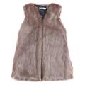 Borje Women's Faux Fur Gilet Short Vest Coat Sleeveless Jacket with Pockets Beige