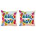 East Urban Home Ambesonne 70S Party Decorative Throw Pillow Case Pack Of 2, Peace & Love Tie Dye Effect Funky Color Splash Rainbow Abstract Print | Wayfair