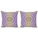 East Urban Home Ambesonne Yellow & Purple Decorative Throw Pillow Case Pack Of 2, Mandala Vintage Karma In Cosmos Ombre Design | Wayfair