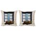 East Urban Home Ambesonne Country Throw Pillow Cushion Cover Pack Of 2, Mediterranean Style Window Open Shutters Image French Urban Life Theme Print | Wayfair