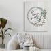 Gracie Oaks Be Our Guest Greeting Charming Floral Wreath - Graphic Art Canvas in White | 48 H x 36 W x 1.5 D in | Wayfair