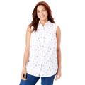 Plus Size Women's Perfect Button Down Sleeveless Shirt by Woman Within in White Multi Anchor (Size 34/36)