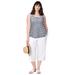 Plus Size Women's Knit Henley Tank by ellos in Navy/white Stripe (Size 34/36)