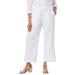 Plus Size Women's Wide Leg Linen Crop Pant by Jessica London in White (Size 20 W)