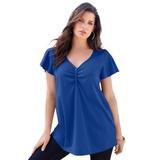 Plus Size Women's Flutter-Sleeve Sweetheart Ultimate Tee by Roaman's in Ultra Blue (Size 30/32) Long T-Shirt Top