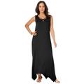 Plus Size Women's Stretch Knit Hanky Hem Maxi Dress by Jessica London in Black (Size 26/28)