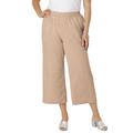 Plus Size Women's Wide Leg Linen Crop Pant by Jessica London in New Khaki (Size 24 W)