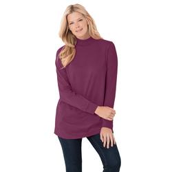 Plus Size Women's Perfect Long-Sleeve Mockneck Tee by Woman Within in Deep Claret (Size 2X) Shirt
