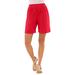 Plus Size Women's Soft Knit Short by Roaman's in Vivid Red (Size 2X) Pull On Elastic Waist