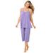 Plus Size Women's Breezy Eyelet Knit Tank & Capri PJ Set by Dreams & Co. in Soft Iris (Size 26/28) Pajamas