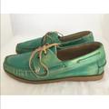 Free People Shoes | Boat Shoe Free People Bed Stu Distressed Turquoise | Color: Green | Size: 7