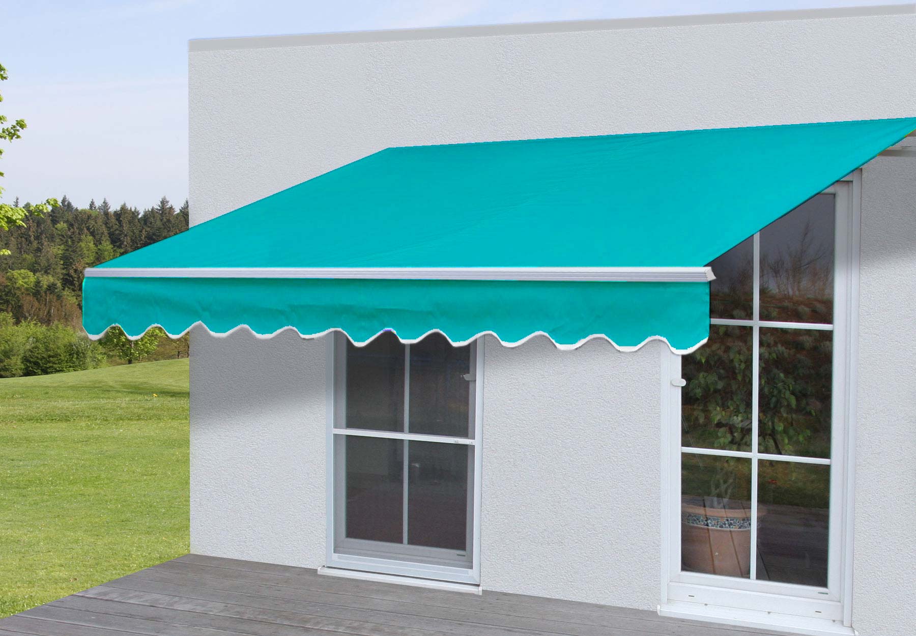 Alu-Markise T791, Gelenkarmmarkise Sonnenschutz 4,5x3m ~ Polyester Türkis Image