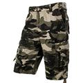 PARKLEES Mens Hipster Multi Pockets Design Loose Fit Cotton Camo Cargo Shorts White Camo 36