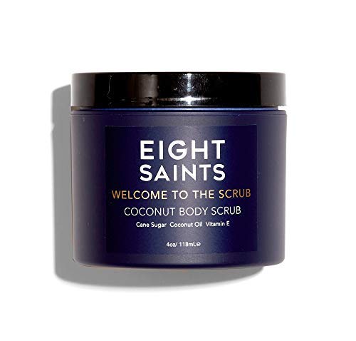 Eight Saints Welcome to the Scrub Coconut Body Scrub, Natural and Organic Exfoliating Sugar Scrub for Acne, Cellulite, Deep Cleansing, Scars, Wrinkles, Exfoliate and Moisturize Skin, 4 Ounces