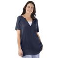 Plus Size Women's Split-Neck Henley Thermal Tee by Woman Within in Navy (Size 14/16) Shirt