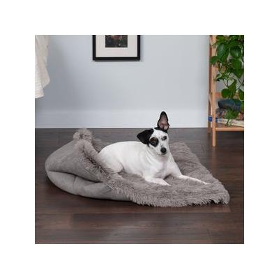 FurHaven Self-Warming Convertible Cuddle Mat Bolster Cat & Dog Bed, Large, Gray