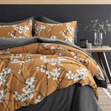 Red Barrel Studio® Gabriana Asian Inspired Duvet Cover Set Pima Cotton/Sateen in Gray/White/Yellow | California King | Wayfair